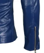 Men's Blue Biker Leather Jacket Sleeves