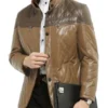 Men's Brown Puffer Leather Jacket