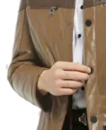 Men's Brown Puffer Leather Jacket Sleeves