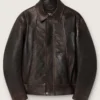 Men's Nappa Dark Brown Leather Bomber Jacket