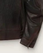 Men's Nappa Dark Brown Leather Bomber Jacket - Image 4