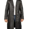 Men’s Classic Black Leather Duster Coat