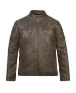 Men's Classic Erect Style Brown Leather Jacket