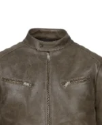 Men's Classic Erect Style Brown Leather Jacket - Image 3