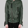 Men's Classic Green Biker Leather Jacket