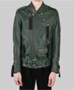 Men's Classic Green Biker Leather Jacket