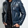 Men's Classic Navy Leather Jacket