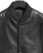 Men's Classic Ribbed Style Leather Jacket Collar