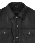 Men's Classic Shirt Style Leather Jacket Collar