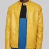 Men's Classic Yellow Leather Jacket
