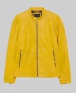 Men's Classic Yellow Leather Jacket - Image 3