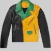 Men’s Block Color Biker Leather Jacket