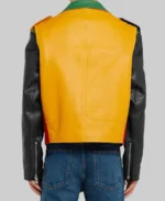 Men’s Block Color Biker Leather Jacket - Image 2