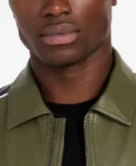 Men's Color Block Leather Jacket - Image 3