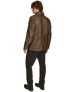 Men's Dark Brown Cam Field Leather Jacket - Image 2