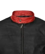 Men's Dark Knight Leather Jacket Collar