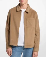 Men's Double-Knit Camel Bomber Jacket