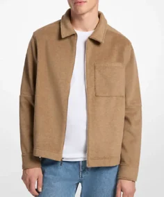 Men's Double-Knit Camel Bomber Jacket