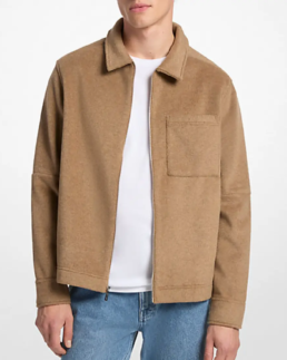 Men's Double-Knit Camel Bomber Jacket