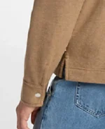 Men's Double-Knit Camel Bomber Jacket Sleeves