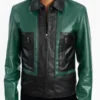 Men's Green Groove Faux Leather Jacket