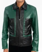 Men's Green Groove Faux Leather Jacket