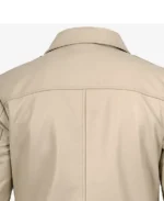 Men's Harrington Beige Leather Jacket - Image 4