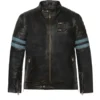 Men's Hybrid Striped Leather Jacket