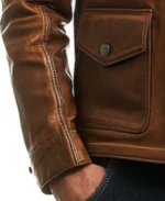 Men's Jacob Brown Leather Jacket Sleeves