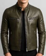 Men's James Olive Leather Jacket