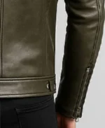 Men's James Olive Leather Jacket Sleeves