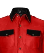 Men's Native Shirt Style Leather Jacket Collar