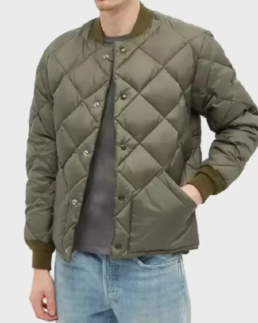 Men's Olive Quilted Puffer Jacket