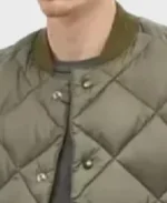 Men's Olive Quilted Puffer Jacket Collar