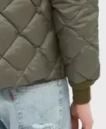 Men's Olive Quilted Puffer Jacket Sleeves