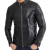 Men's Omega Black Leather Moto Jacket