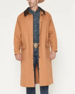 Men's Brown Canvas Duster Coat