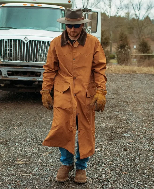 Men's Camel Canvas Duster Coat