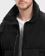 Men's Parachute Black Puffer Jacket Collar