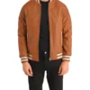 Men's Pascal Brown Leather Varsity Jacket
