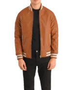Men's Pascal Brown Leather Varsity Jacket