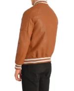 Men's Pascal Brown Leather Varsity Jacket - Image 2