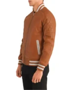 Men's Pascal Brown Leather Varsity Jacket - Image 4