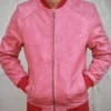 Men's Pink Suede Bomber Jacket