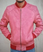 Men's Pink Suede Bomber Jacket