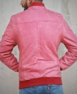 Men's Pink Suede Bomber Jacket - Image 2