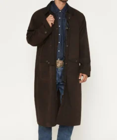 Men's Dark Brown Canvas Duster Coat