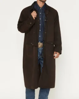 Men's Dark Brown Canvas Duster Coat