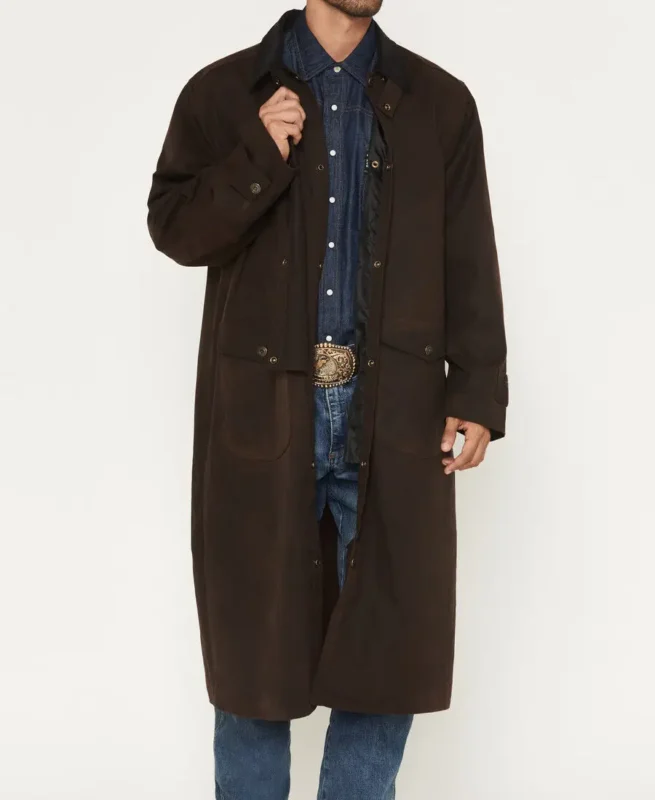 Men's Dark Brown Canvas Duster Coat