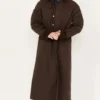 Men's Brown Long Canvas Duster Coat